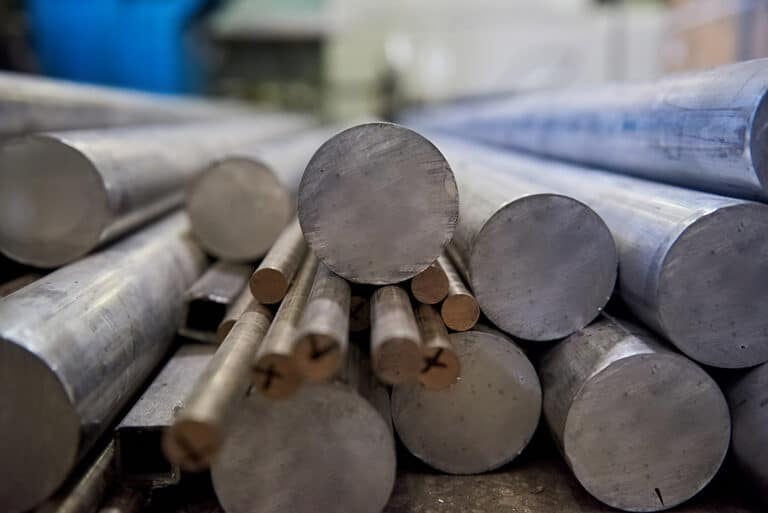 pile of aluminum rods. example of metals recycling